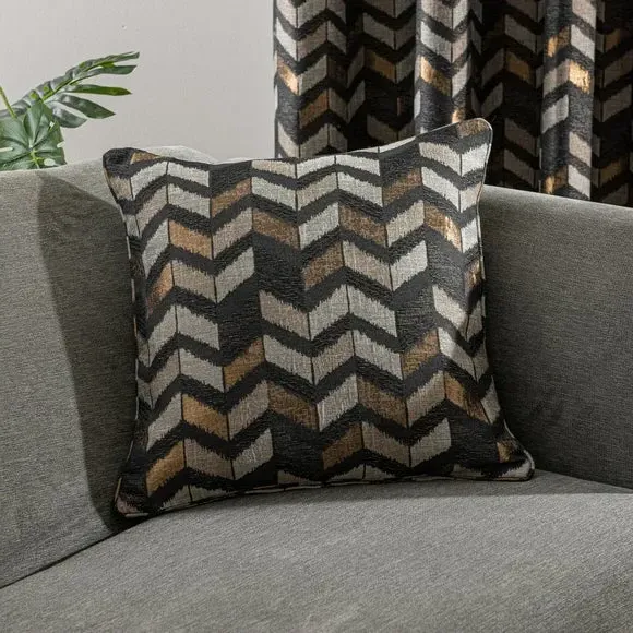 Geometric Cushion with Metallic Inserts - Black image