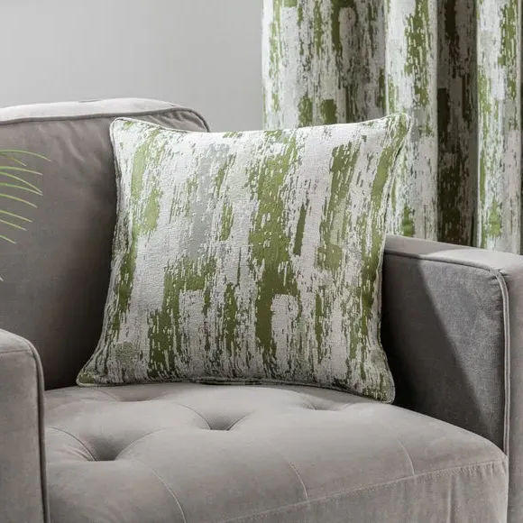 Geometric Cushion with Removable Cover - Moss Green