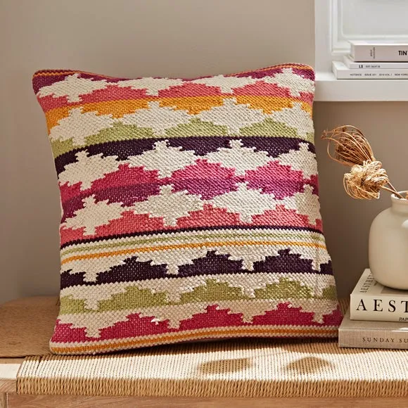 Geometric Cushion with Zip Closure - Pink, Cotton image