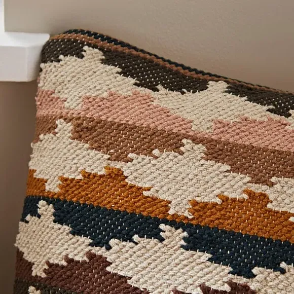 Geometric Cushion with Zip - Natural, Cotton