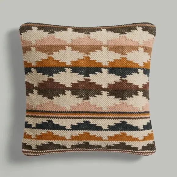 Geometric Cushion with Zip - Natural, Cotton