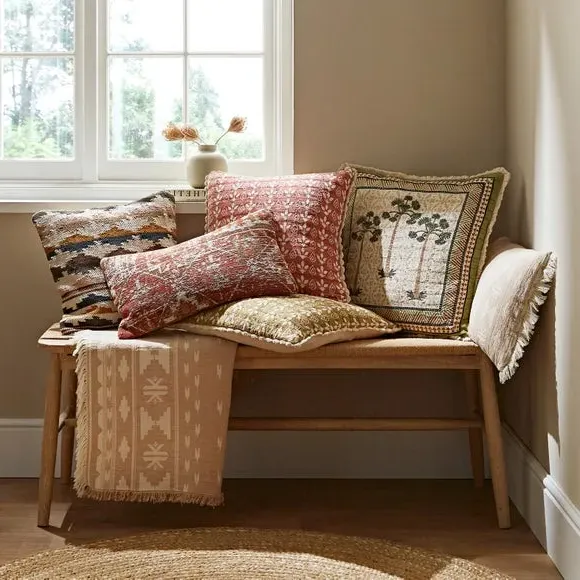 Geometric Cushion with Zip - Natural, Cotton