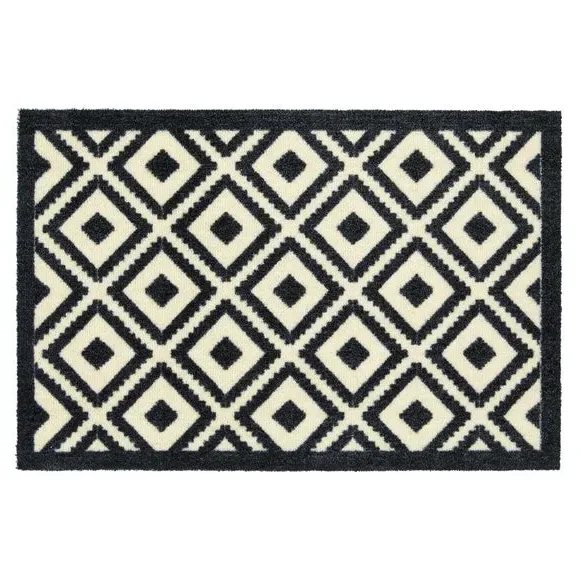 Geometric Doormat Washable - Black/White
