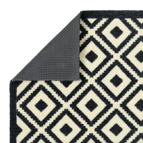Geometric Doormat Washable - Black/White