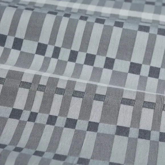 Geometric Duvet Cover Set - Blue, Cotton