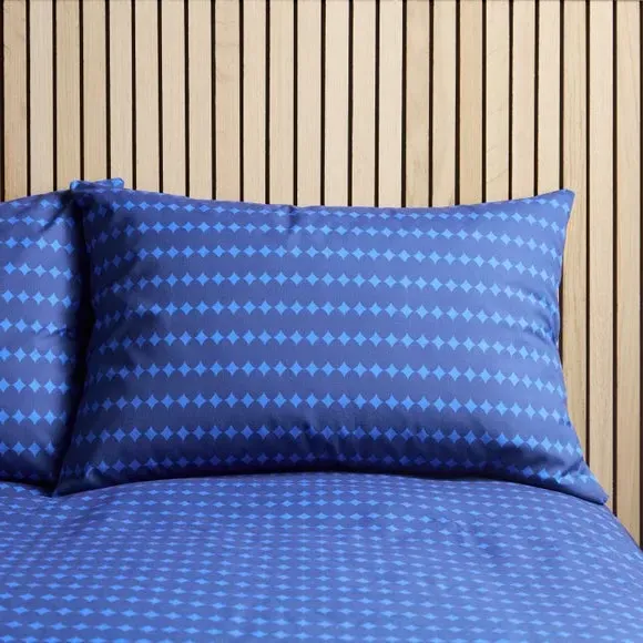 Geometric Duvet Cover Set - Blue, Cotton