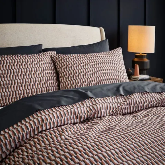 Geometric Duvet Cover Set - Butterscotch, Polycotton