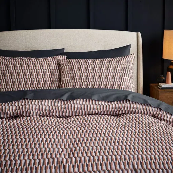 Geometric Duvet Cover Set - Butterscotch, Polycotton