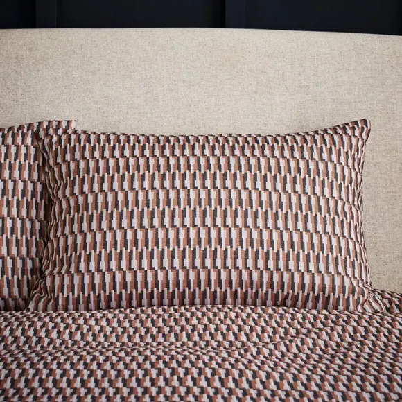 Geometric Duvet Cover Set - Butterscotch, Polycotton