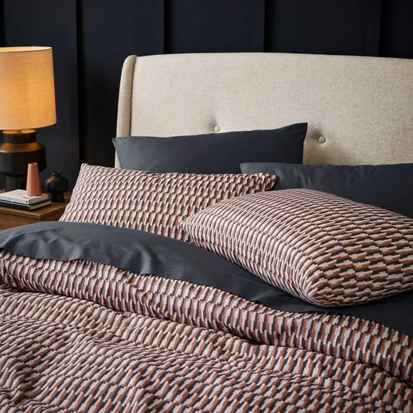 Geometric Duvet Cover Set - Butterscotch, Polycotton