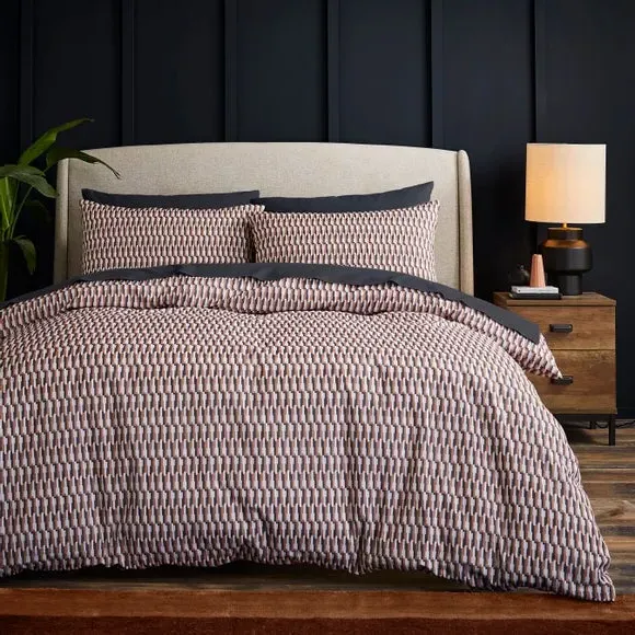 Geometric Duvet Cover Set - Butterscotch, Polycotton image