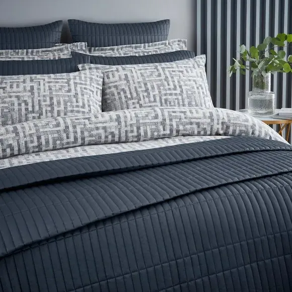 Geometric Duvet Cover Set - Grey, Cotton