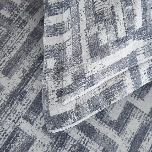 Geometric Duvet Cover Set - Grey, Cotton