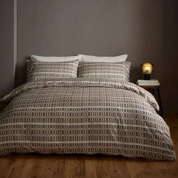 Geometric Duvet Cover Set - Natural, Cotton