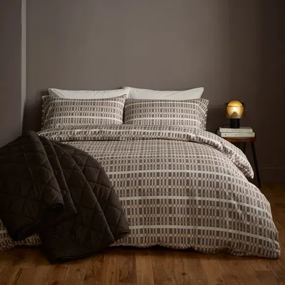 Geometric Duvet Cover Set - Natural, Cotton