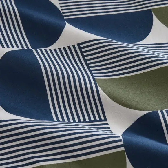 Geometric Duvet Cover Set - Navy, Cotton