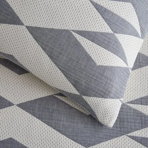 Geometric Duvet Cover Set - Steel Blue, Polycotton