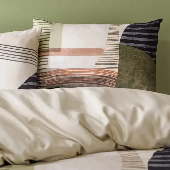 Geometric Duvet Cover Set with Button Closure - Cotton