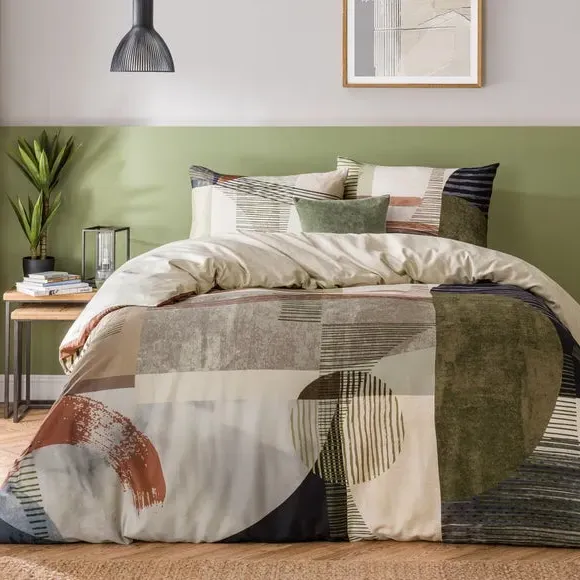 Geometric Duvet Cover Set with Button Closure - Cotton image