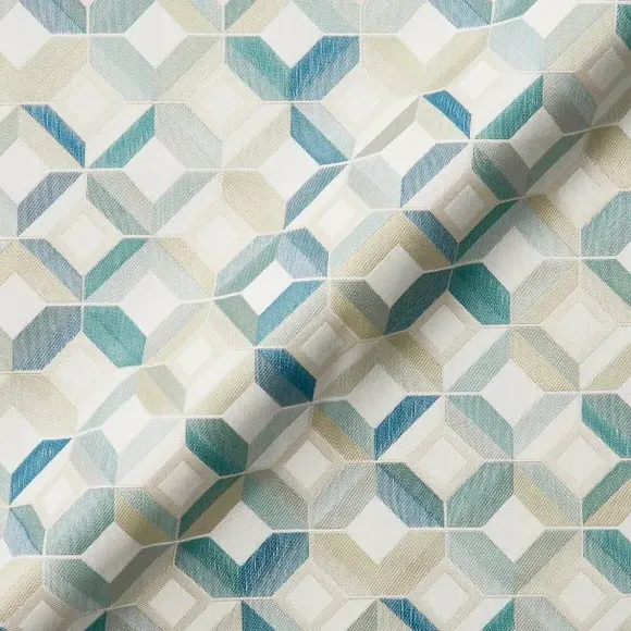 Geometric Fabric by the Metre - Seafoam