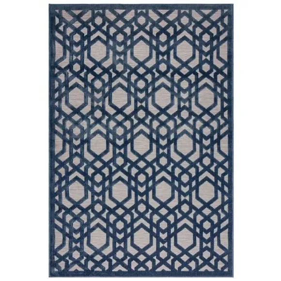 Geometric Indoor Outdoor Rug - Blue, Polypropylene