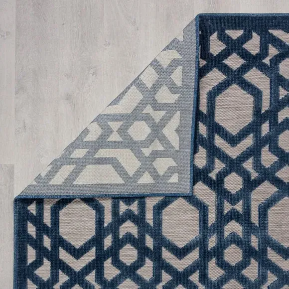 Geometric Indoor Outdoor Rug - Blue, Polypropylene