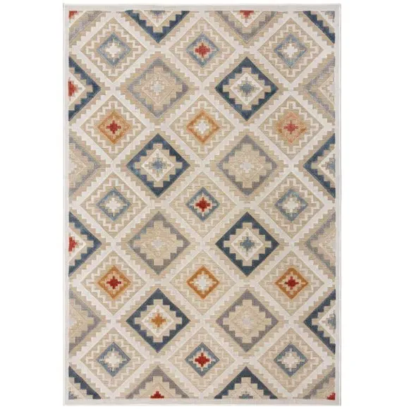 Geometric Indoor Outdoor Rug - Natural, Polypropylene