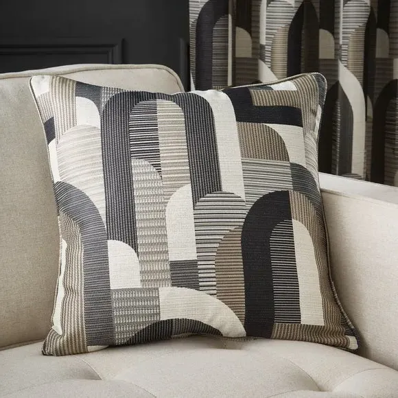 Geometric Jacquard Cushion - Charcoal, Polyester image