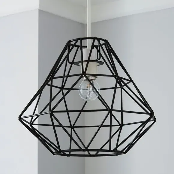 Geometric Pendant Shade Easy Fit - Black, Metal