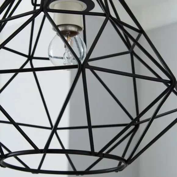 Geometric Pendant Shade Easy Fit - Black, Metal