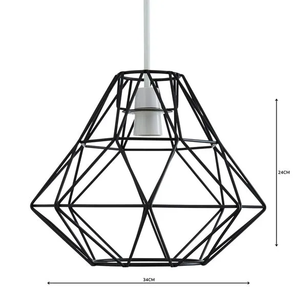 Geometric Pendant Shade Easy Fit - Black, Metal