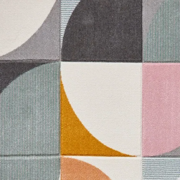 Geometric Rug Hand Carved - Grey, Soft Material