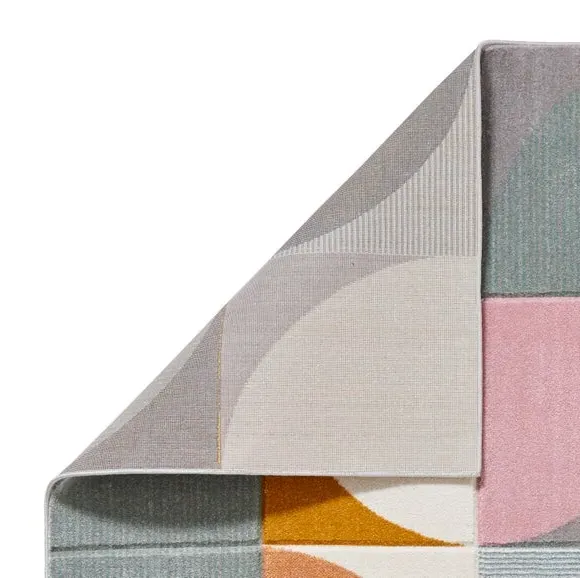 Geometric Rug Hand Carved - Grey, Soft Material