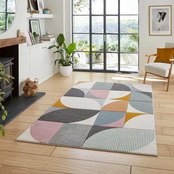 Geometric Rug Hand Carved - Grey, Soft Material