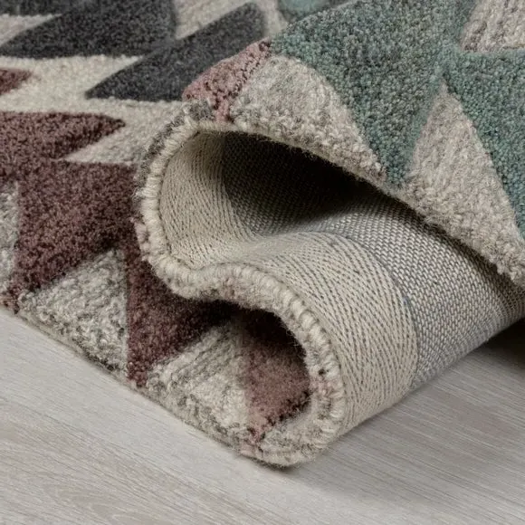 Geometric Rug Hand-Carved - Multi, Wool