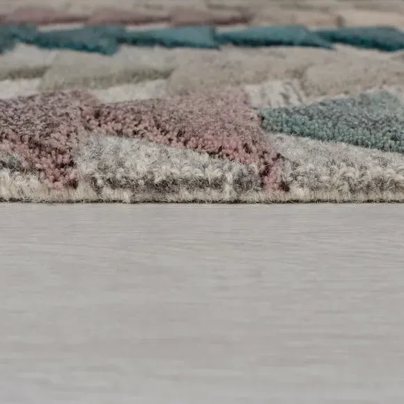 Geometric Rug Hand-Carved - Multi, Wool