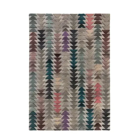 Geometric Rug Hand-Carved - Multi, Wool