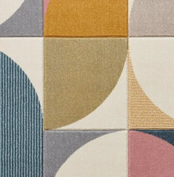 Geometric Rug Hand Carved - Multicoloured