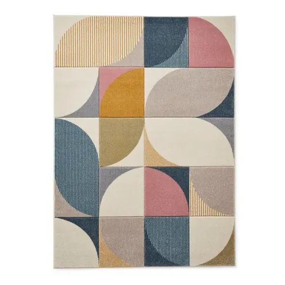 Geometric Rug Hand Carved - Multicoloured