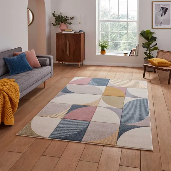 Geometric Rug Hand Carved - Multicoloured image