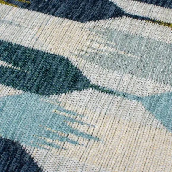 Geometric Rug High Low Pile - Blue, Chenille