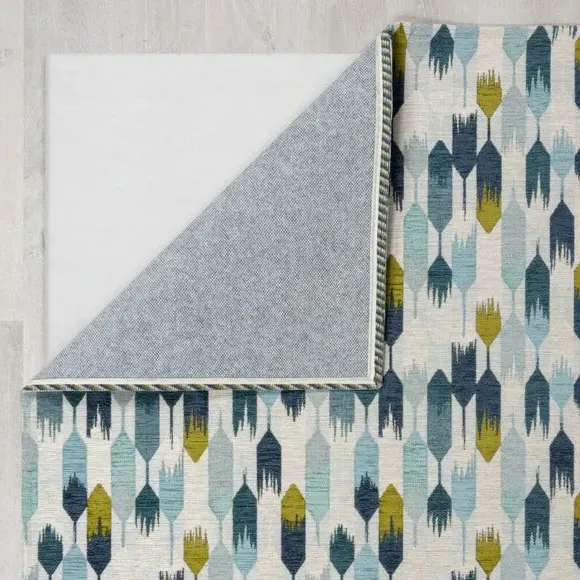 Geometric Rug High Low Pile - Blue, Chenille
