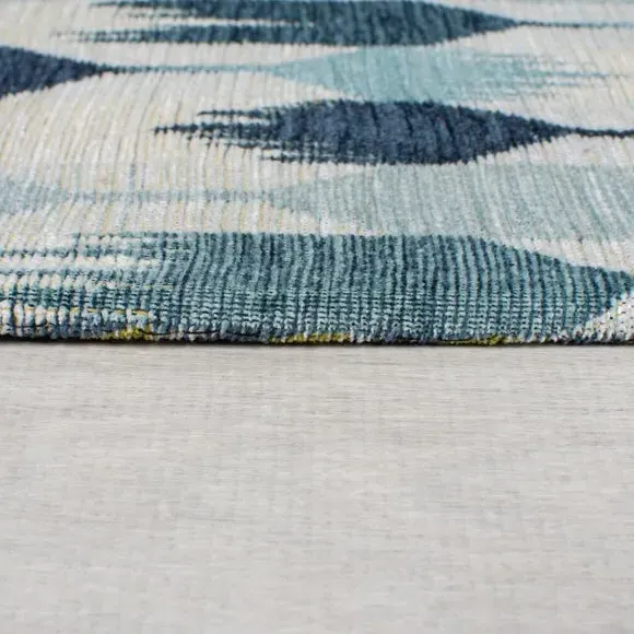 Geometric Rug High Low Pile - Blue, Chenille