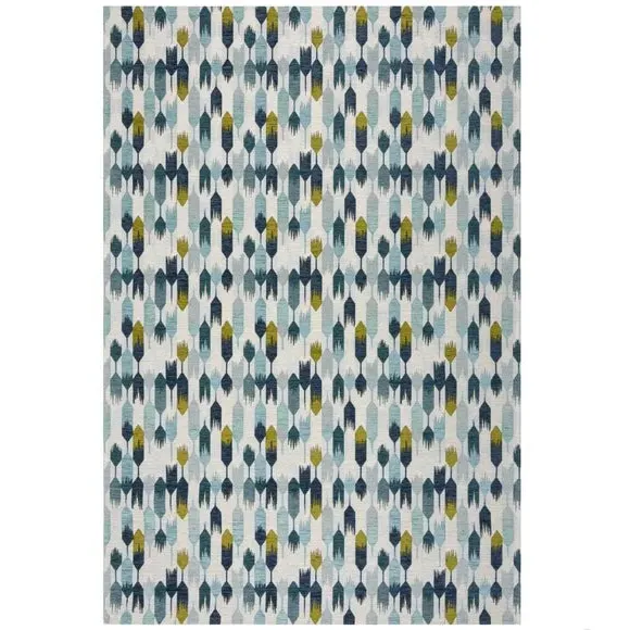 Geometric Rug High Low Pile - Blue, Chenille