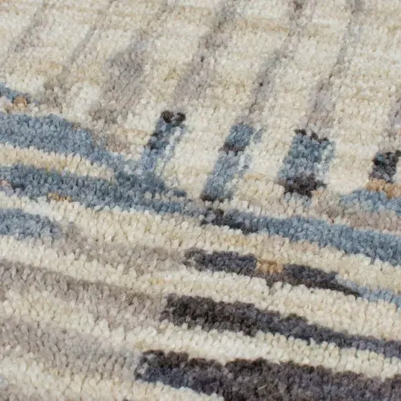 Geometric Rug with Flatweave - Blue, Polyester