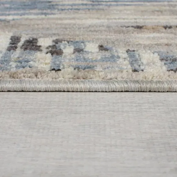 Geometric Rug with Flatweave - Blue, Polyester