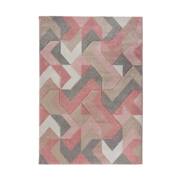 Geometric Rug with Hand Carved Detail - Ochre