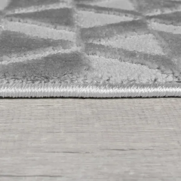 Geometric Rug with High-Low Pile - Grey