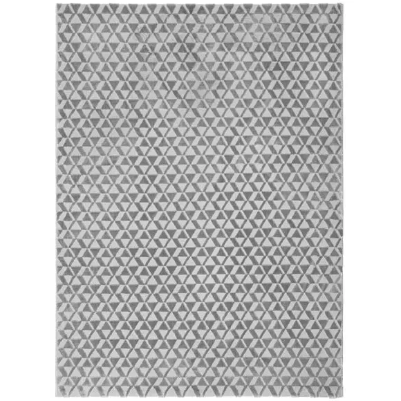 Geometric Rug with High-Low Pile - Grey
