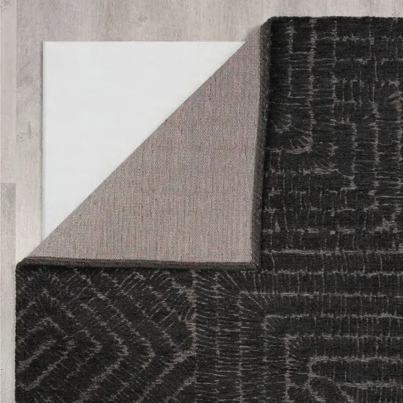 Geometric Rug with High-Low Texture - Charcoal